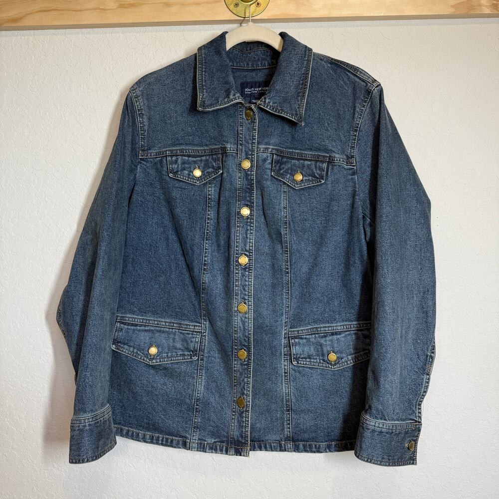 Women's Jones‎ New York Denim Blue Jean Barn Chore Button Front Jacket Size IX - Picture 10 of 10